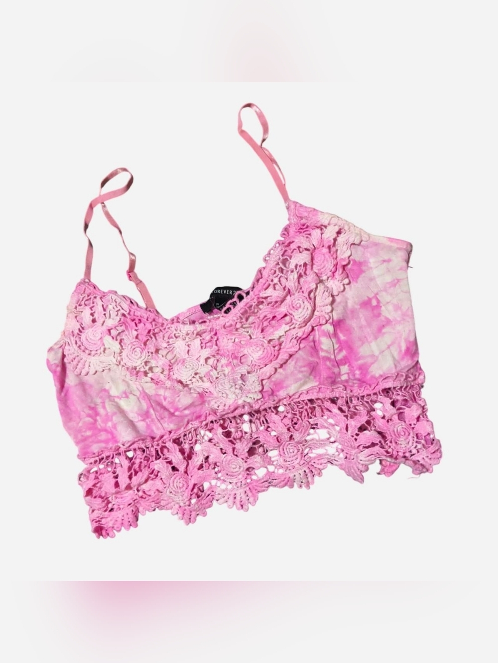 Pink tie dye forever 21 lace crop top